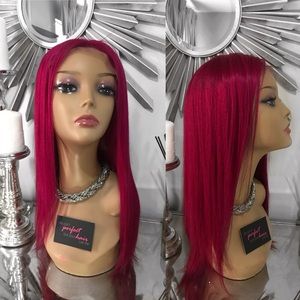 14” Custom Dyed Fuschia Lace Front Wig